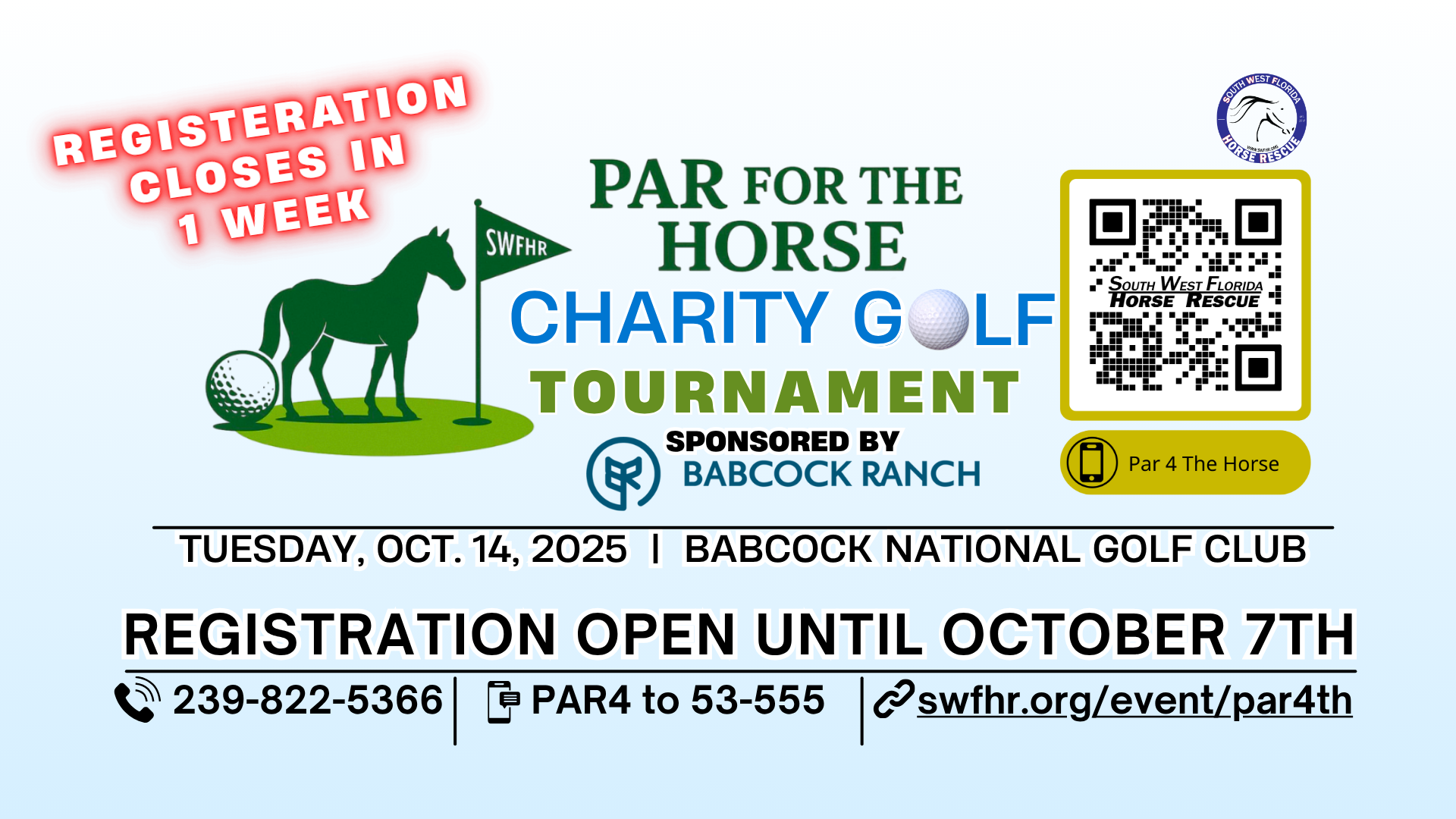 Campaign cover image for SWFHR Par 4 The Horse sponsored by Babcock Ranch
