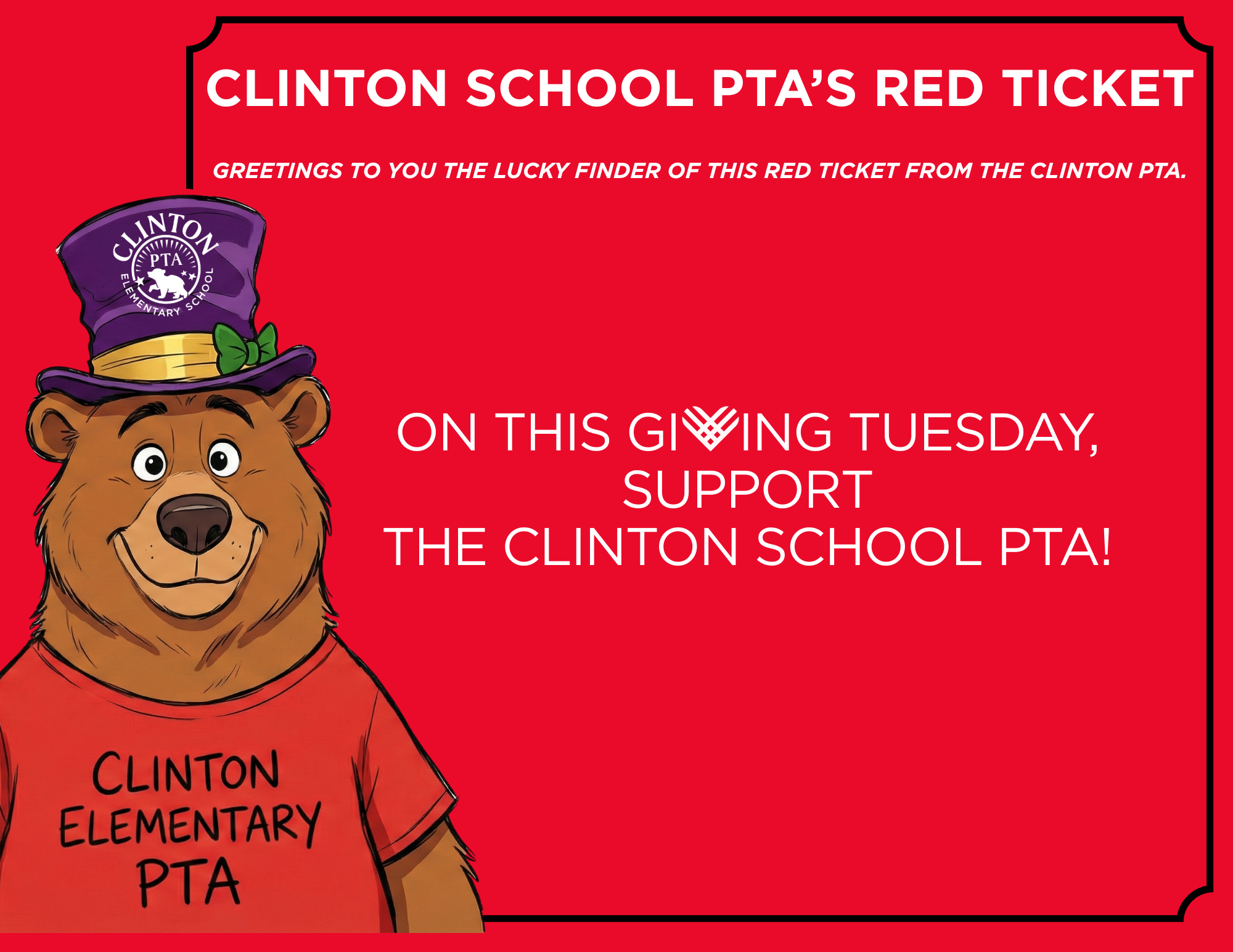 Campaign cover image for Clinton School PTA's Red Ticket: A Giving Tuesday Campaign