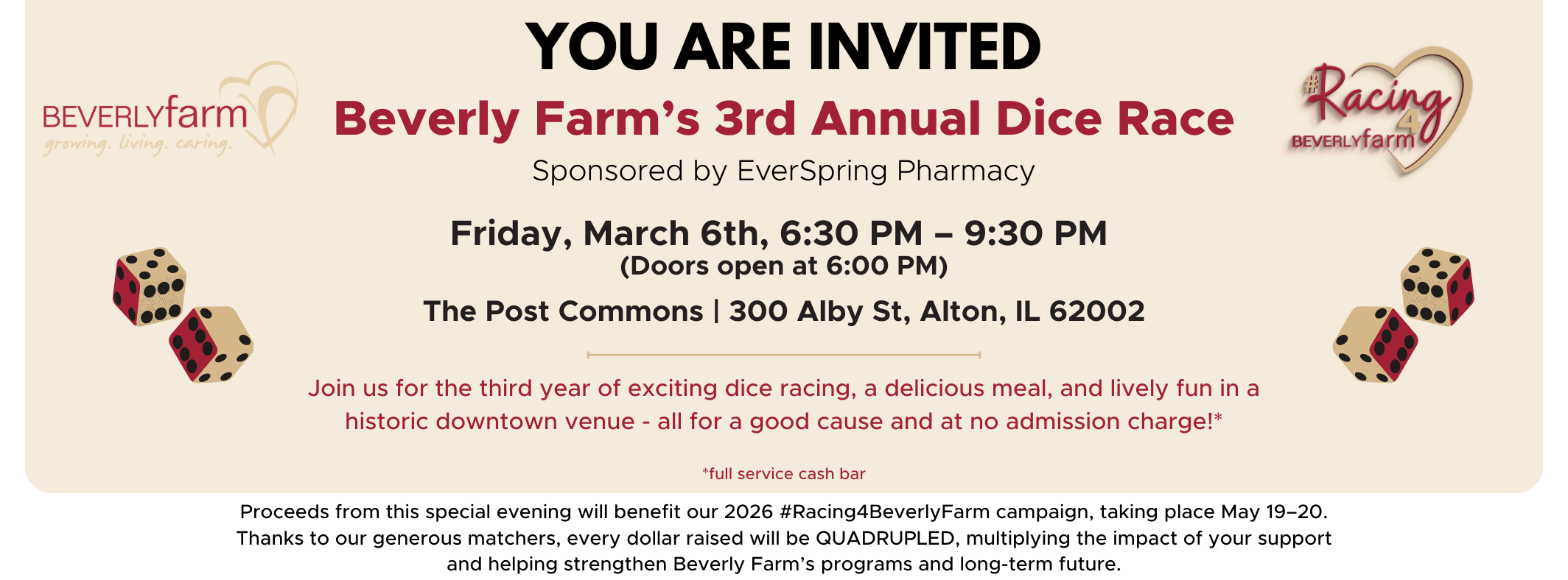 Campaign cover image for #Racing4BeverlyFarm 3rd Annual Dice Race