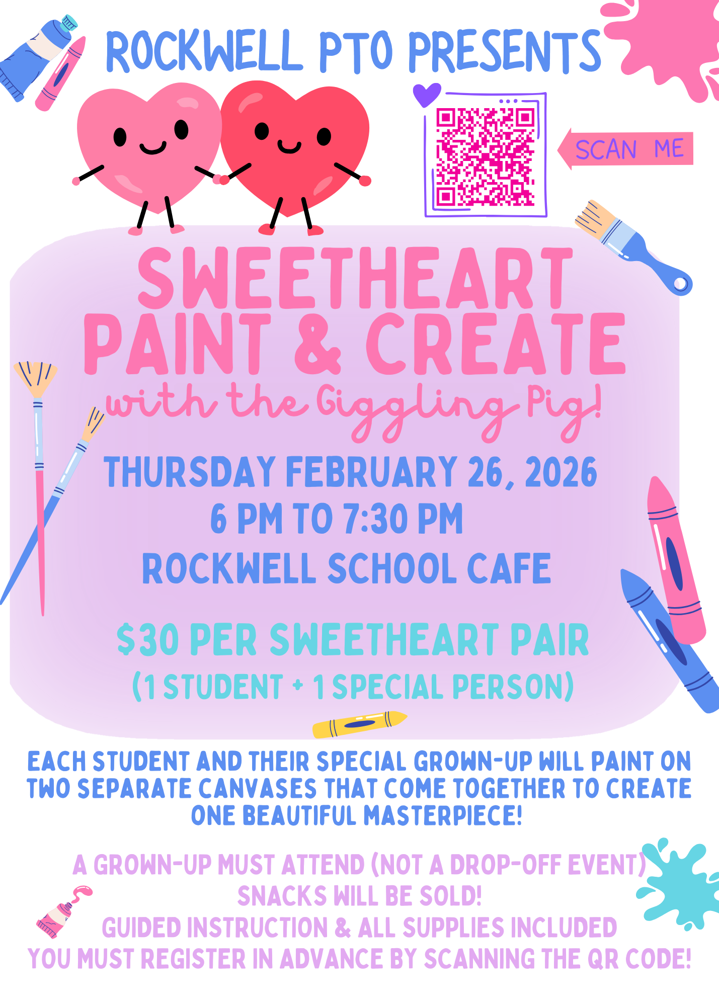 Campaign cover image for Rockwell PTO Sweetheart Paint & Create with The Giggling Pig