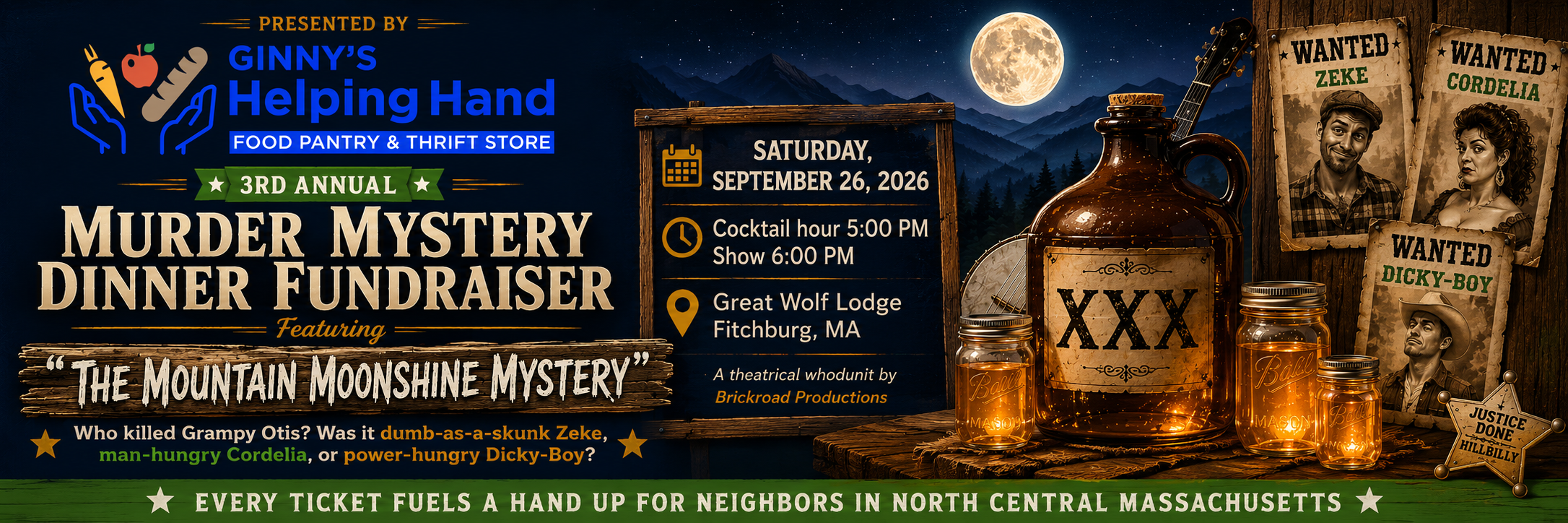 Campaign cover image for Ginny's Helping Hand's 3rd Annual Murder Mystery Dinner