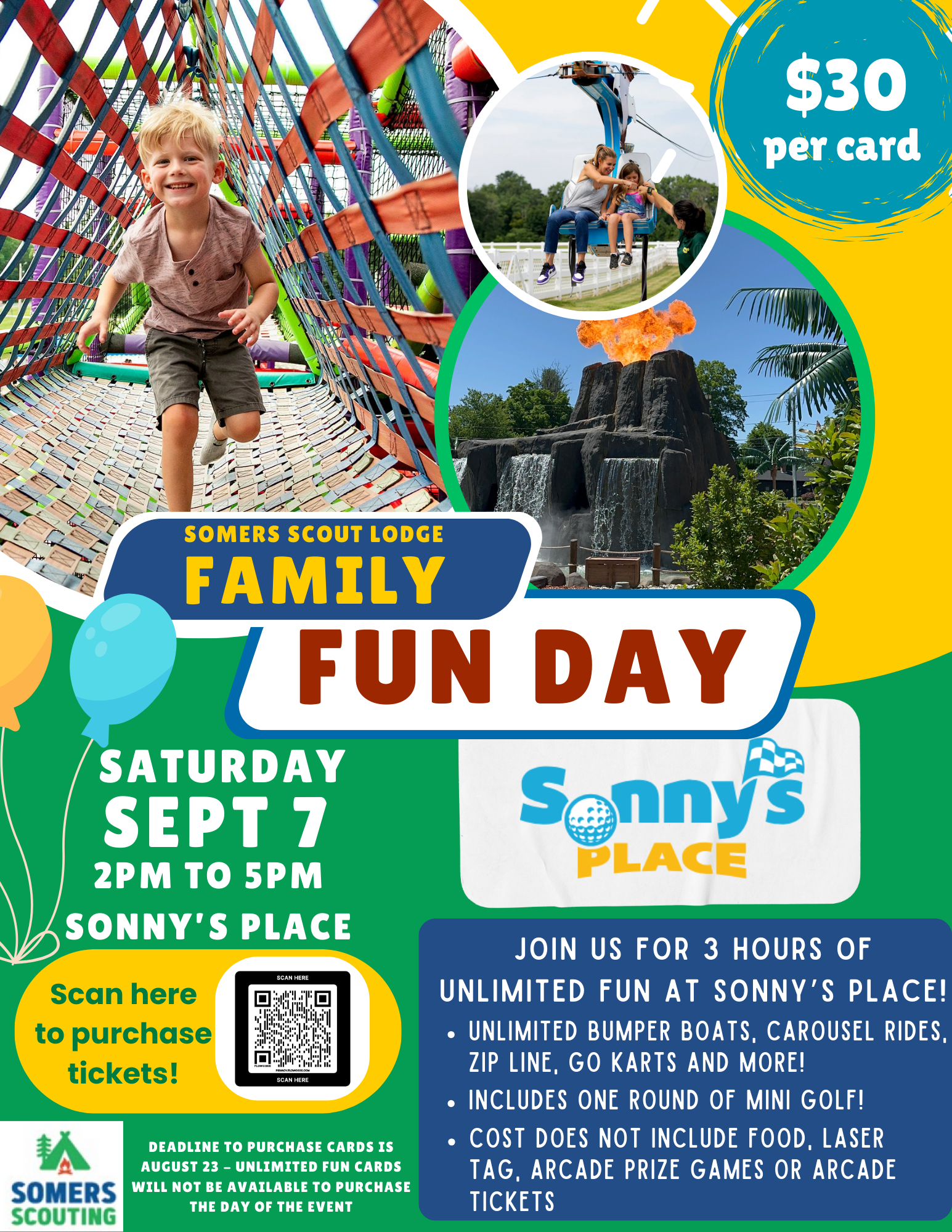 Campaign cover image for Somers Scouting Fundraiser: Sonny's Place Saturday, September 7 from 2-5PM