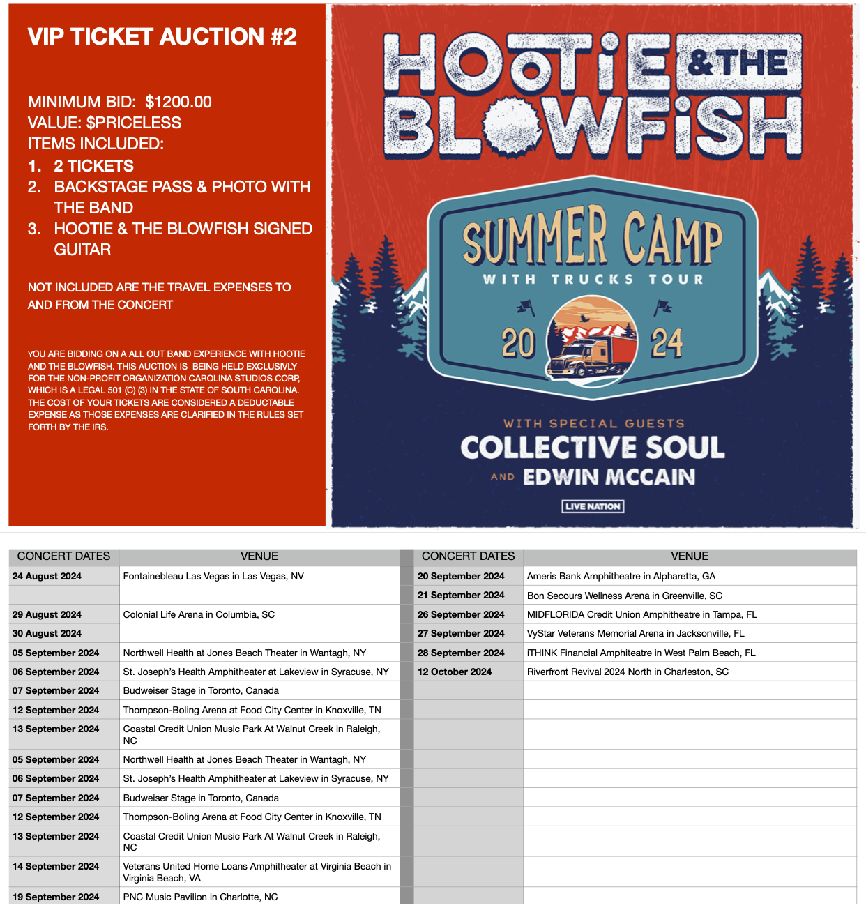 Campaign cover image for Hootie VIP tickets 2024 Summer Camp with Trucks Tour
