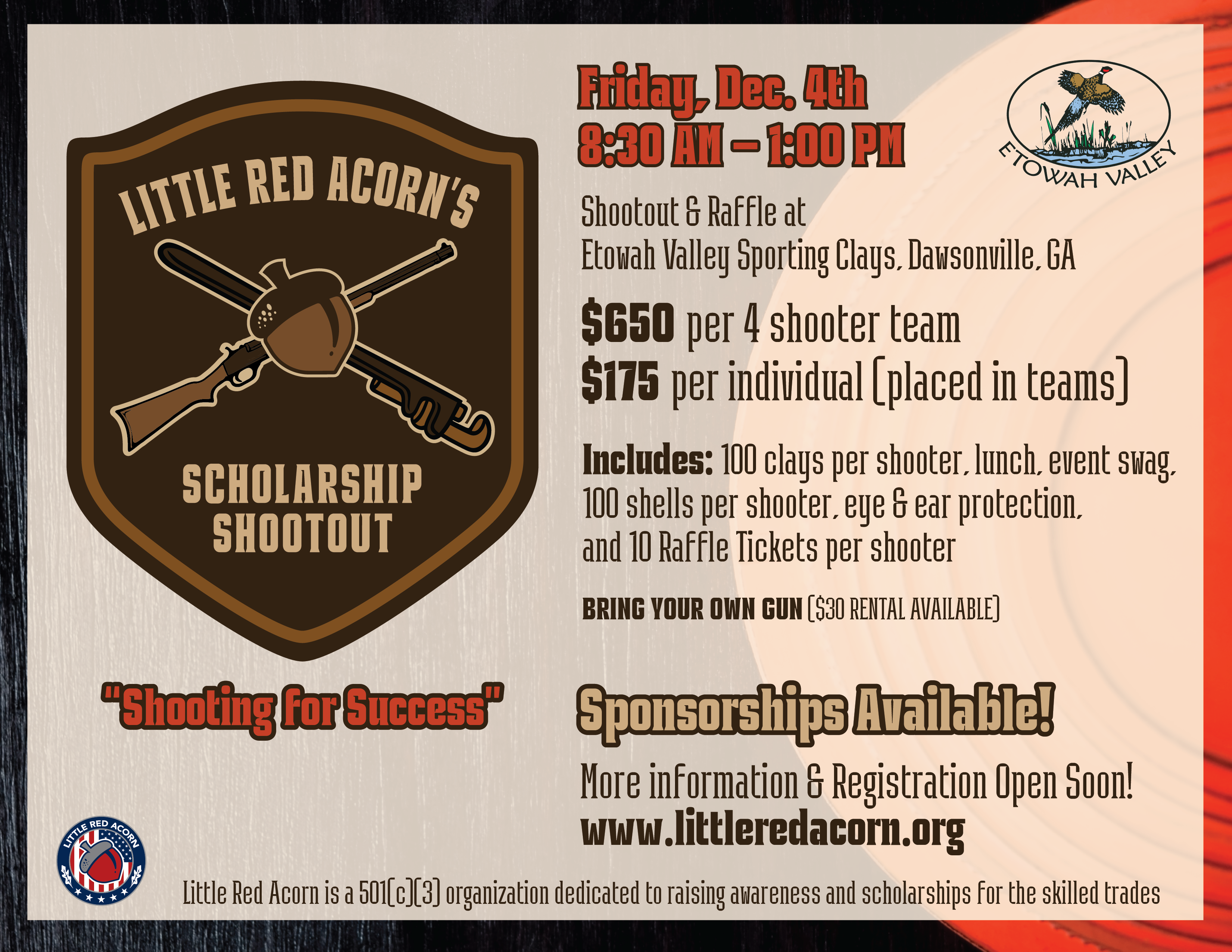 Campaign cover image for Little Red Acorn's Second Annual Scholarship Shootout