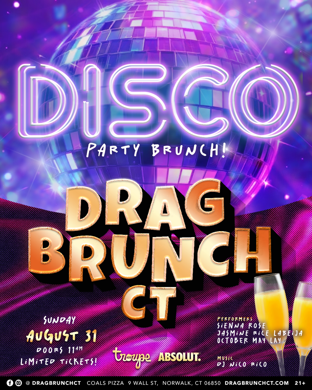 Campaign cover image for Drag Brunch CT : Disco Brunch Party (11:00AM - SUN AUG 31, 2025)
