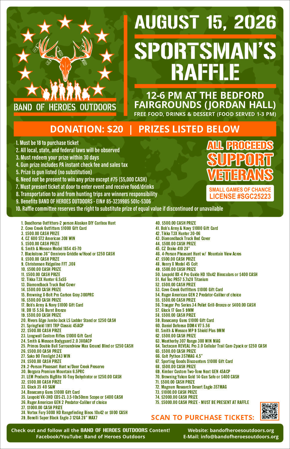 Campaign cover image for Band of Heroes Outdoors 2026 Sportsman's Raffle Event