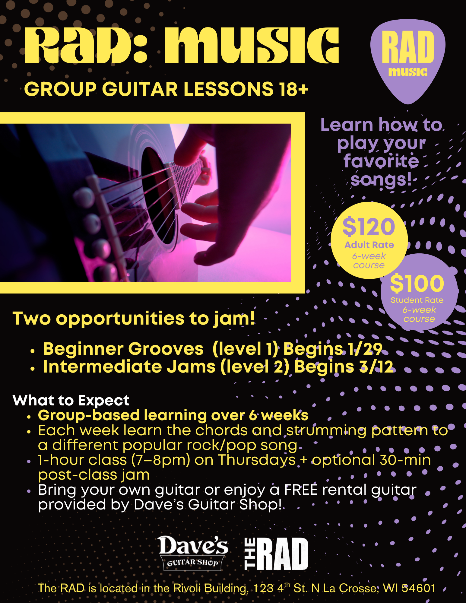 Campaign cover image for RAD: Music - Adult Group Guitar Lessons