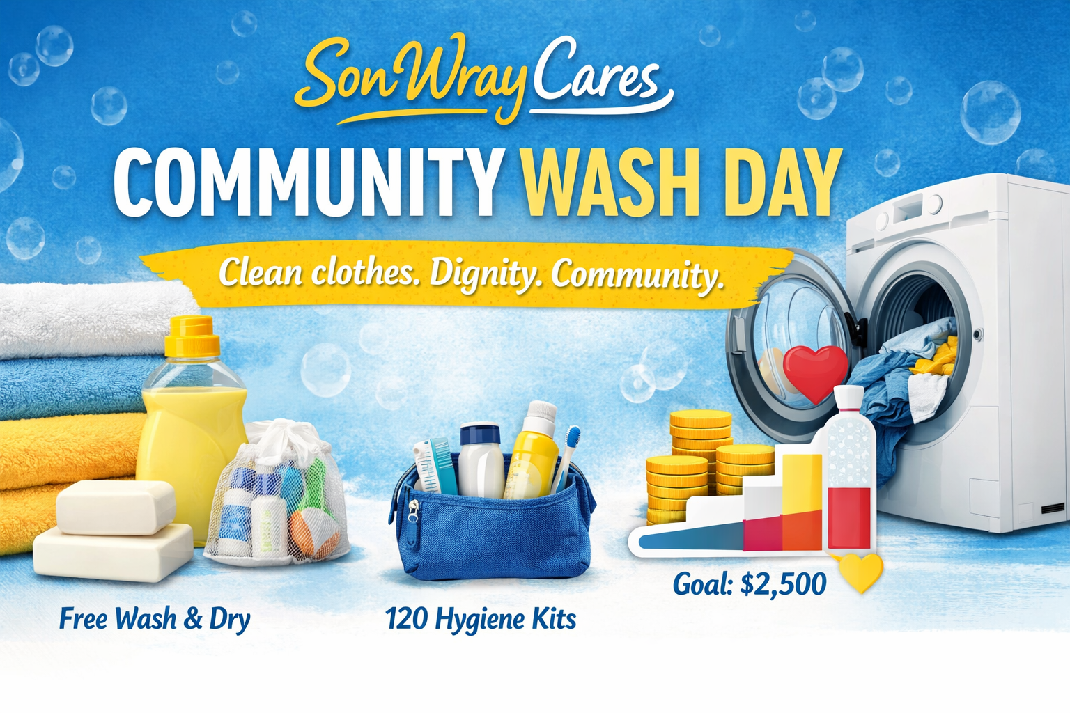 Campaign cover image for SonWray Cares: Community Wash Day