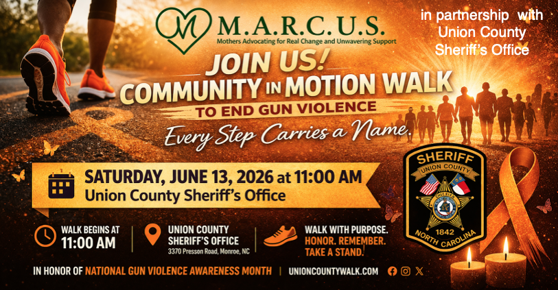Campaign cover image for Union County Community in Motion Walk to End Gun Violence (in proud partnership with the Union County Sheriff’s Office)