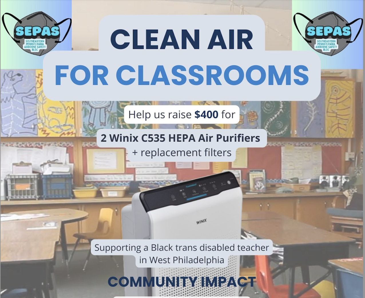 Campaign cover image for Help Get Air Filters into A West Philadelphia Teacher's Classroom!