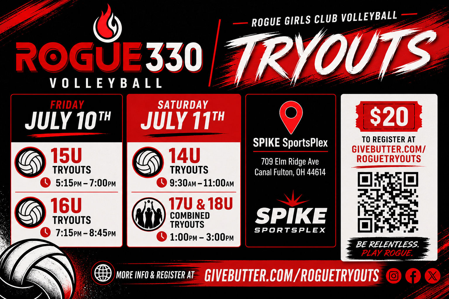 Campaign cover image for July Tryouts at Rogue330 Volleyball