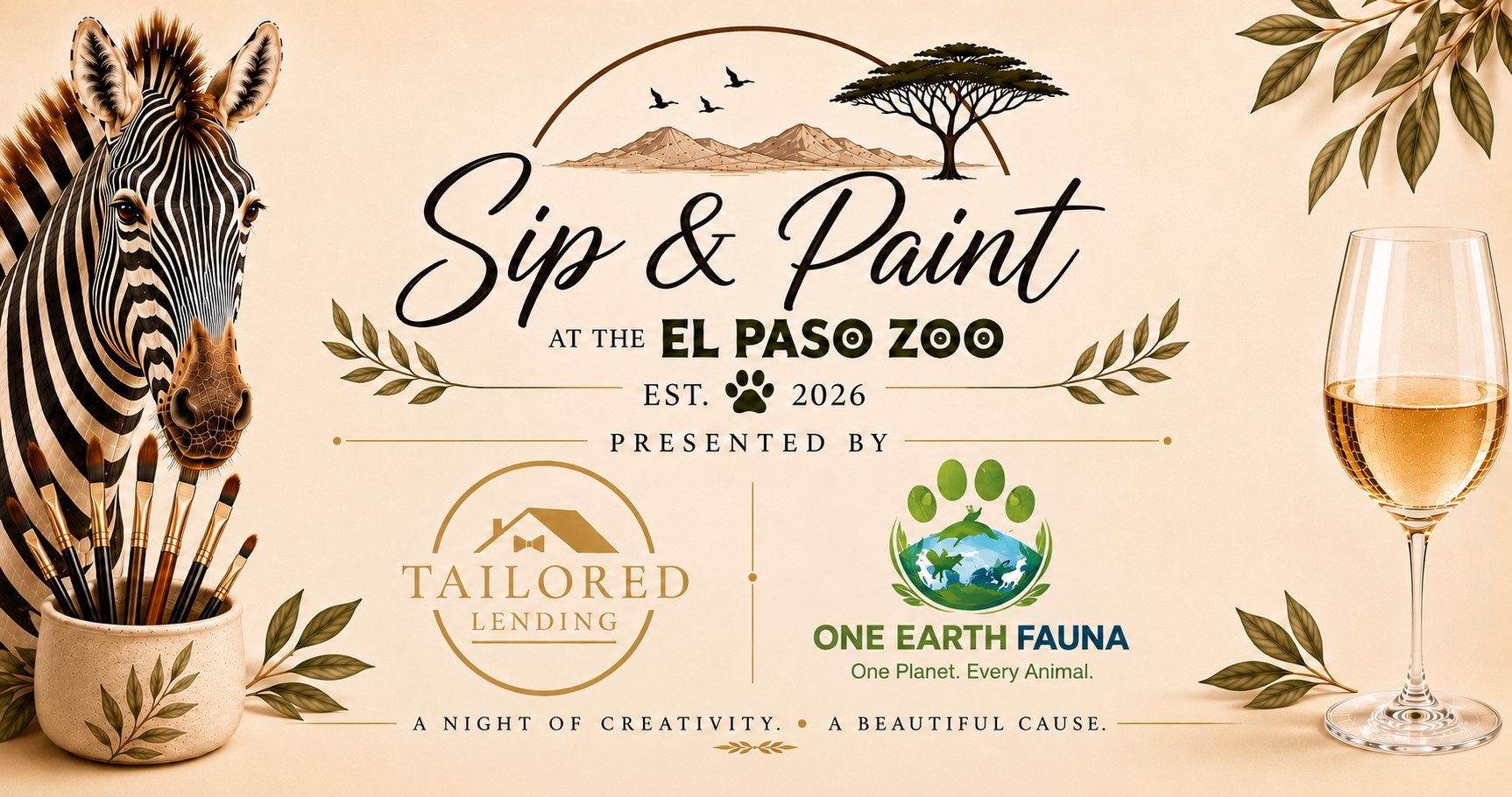 Campaign cover image for Sip N Paint Fundraiser at the El Paso Zoo