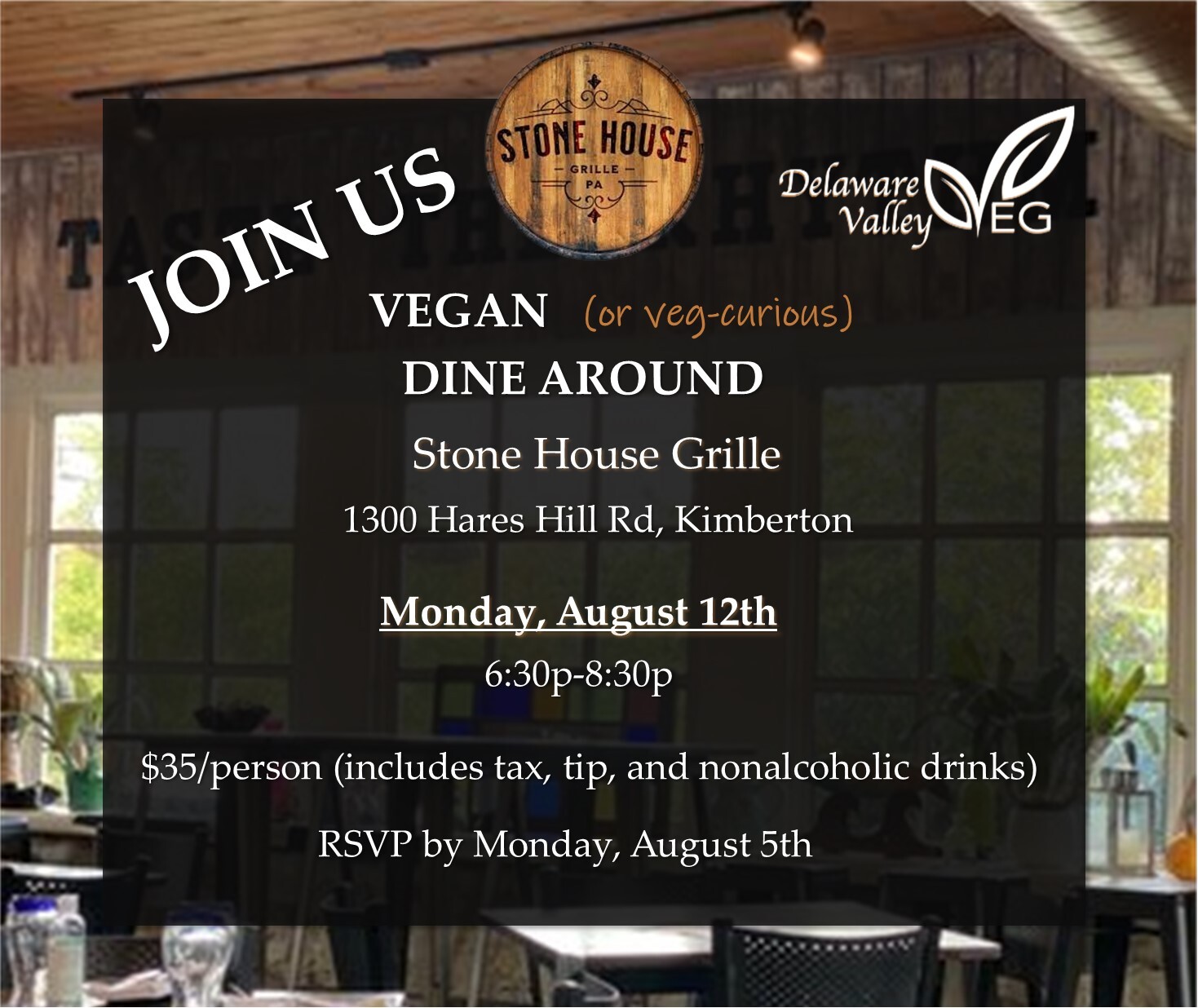 Campaign cover image for August Dine Around at Stone House Grille