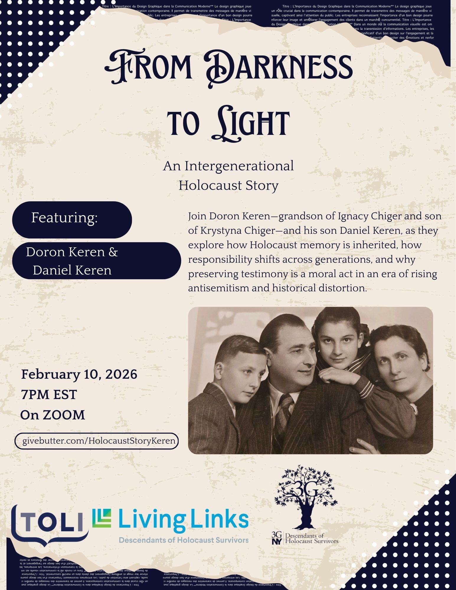 Campaign cover image for From Darkness to Light: An Intergenerational Holocaust Story