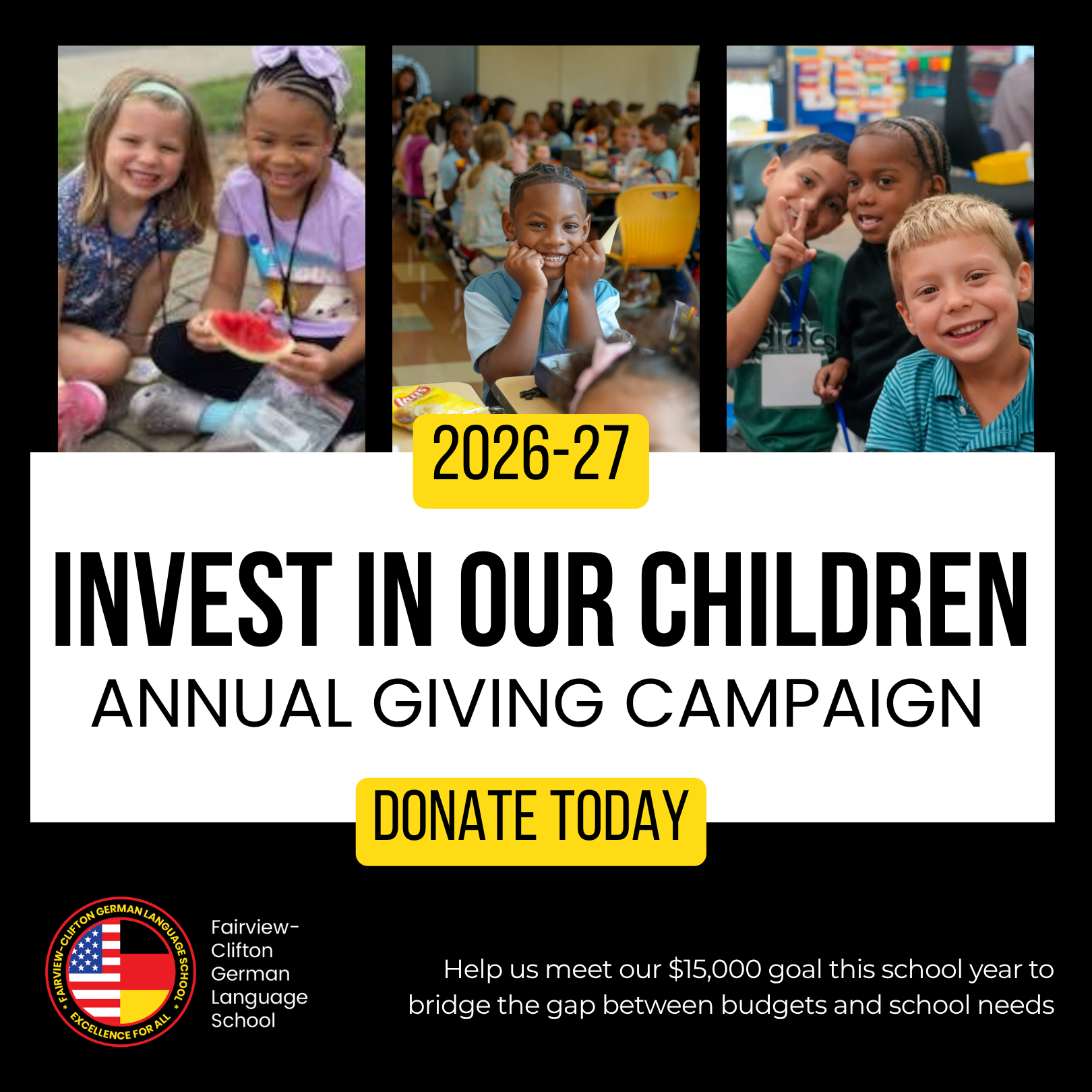 Campaign cover image for Invest in Our Children 2026-2027 🖤❤️💛