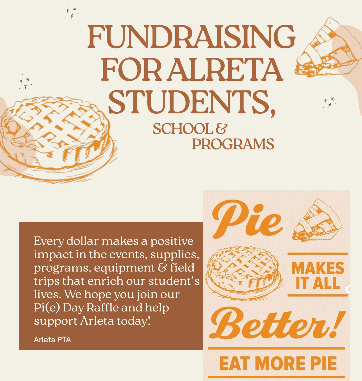 Campaign cover image for Arleta's Sixth Annual Pi(e) Day Raffle