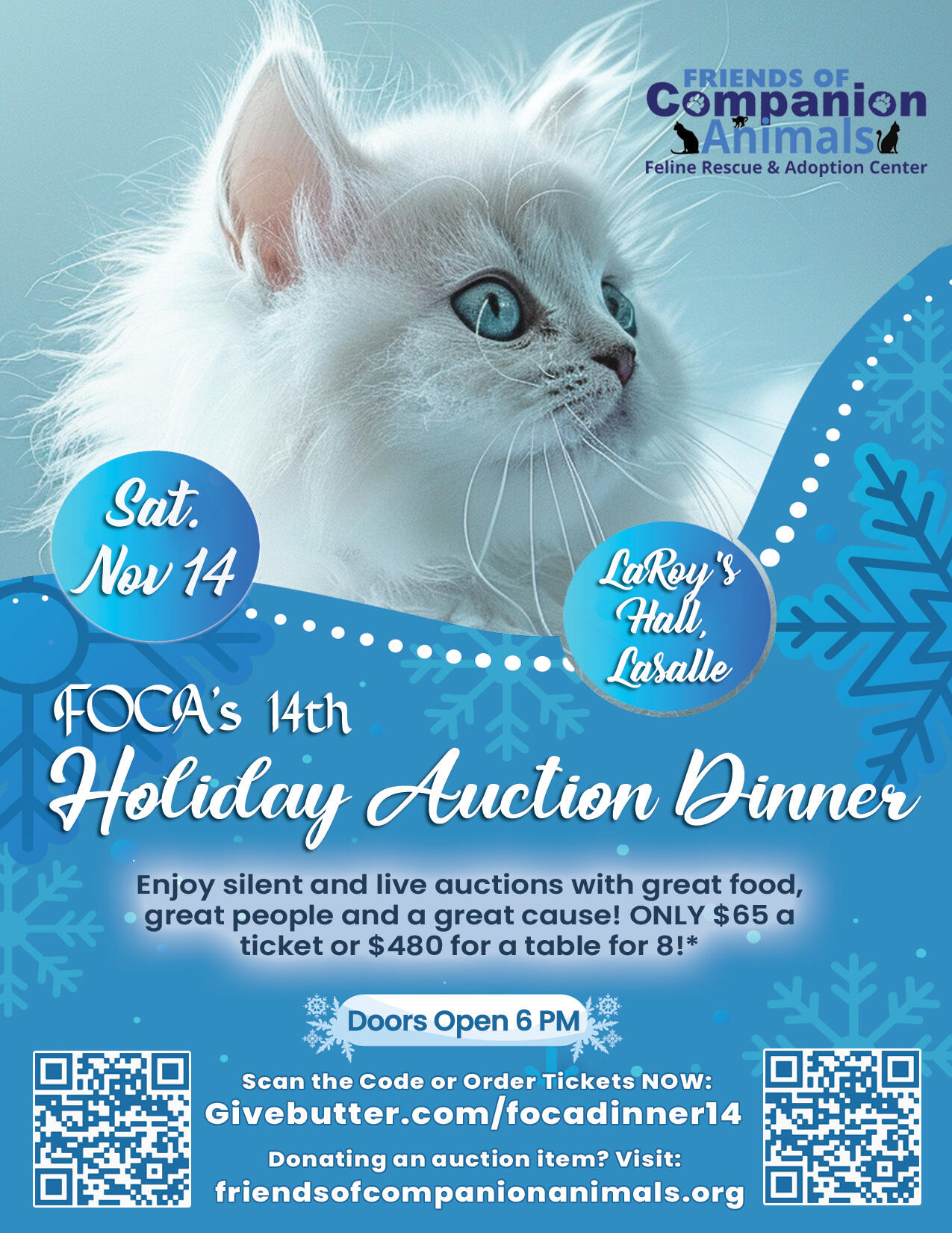 Campaign cover image for FOCA 14th Annual Holiday Auction Dinner 2026