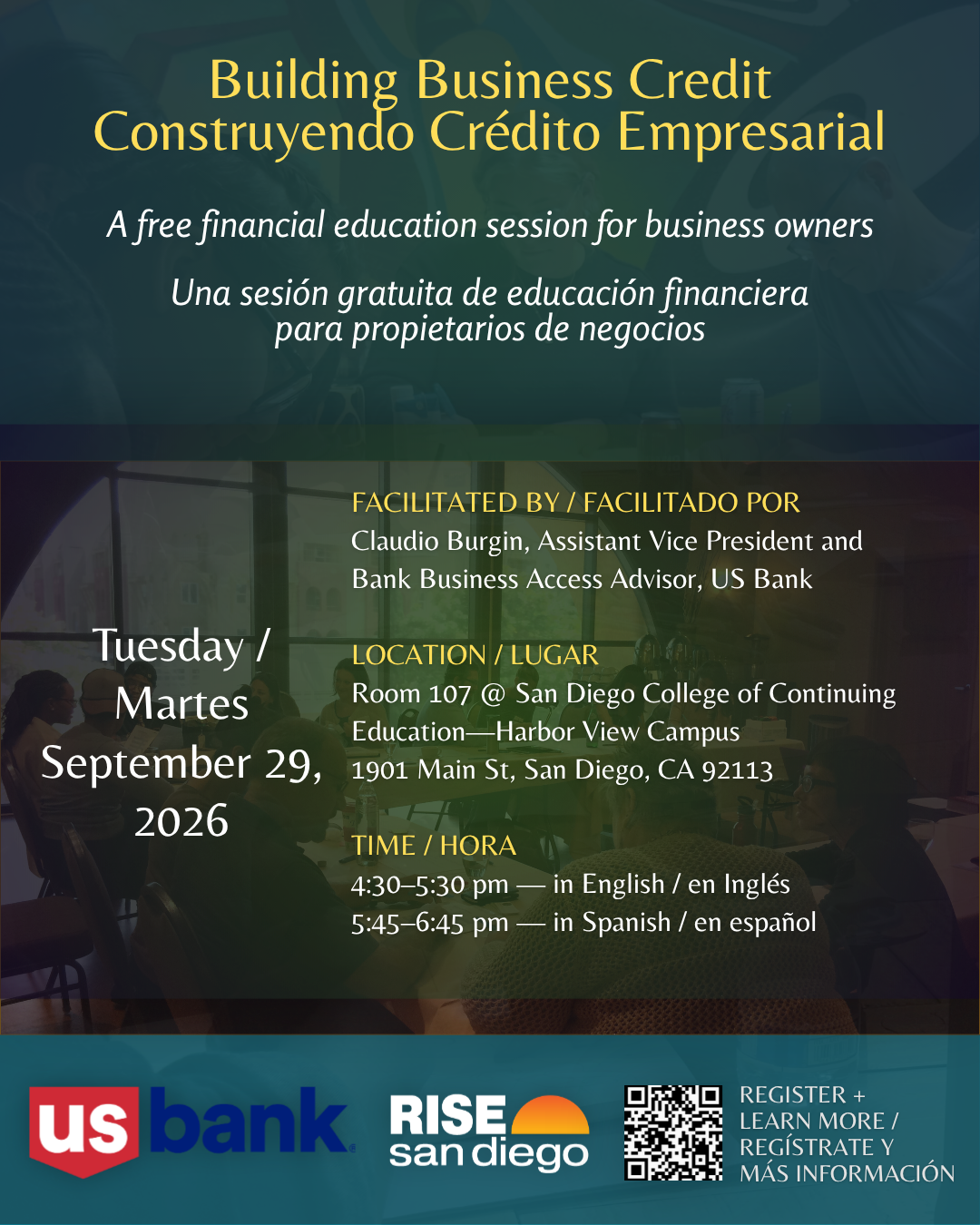Campaign cover image for RISE-US Bank Financial Education Sessions: Building Business Credit / Construyendo Crédito Empresarial