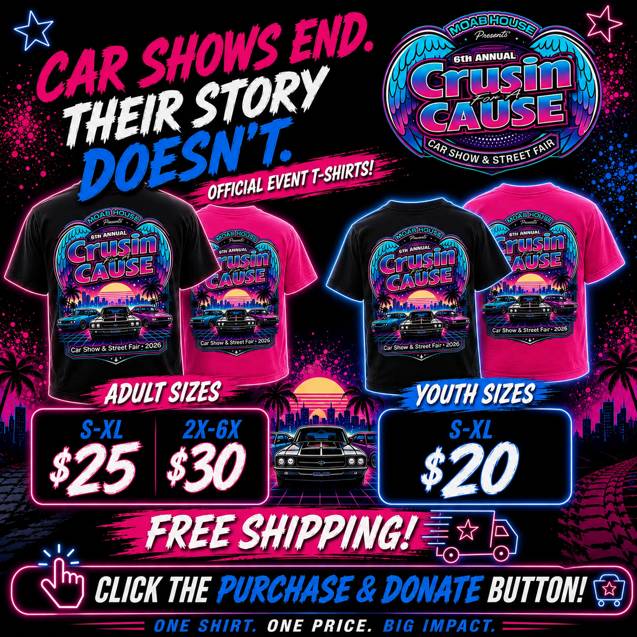 Campaign cover image for 6th Annual Crusin' for a Cause Car Show and Street Fair