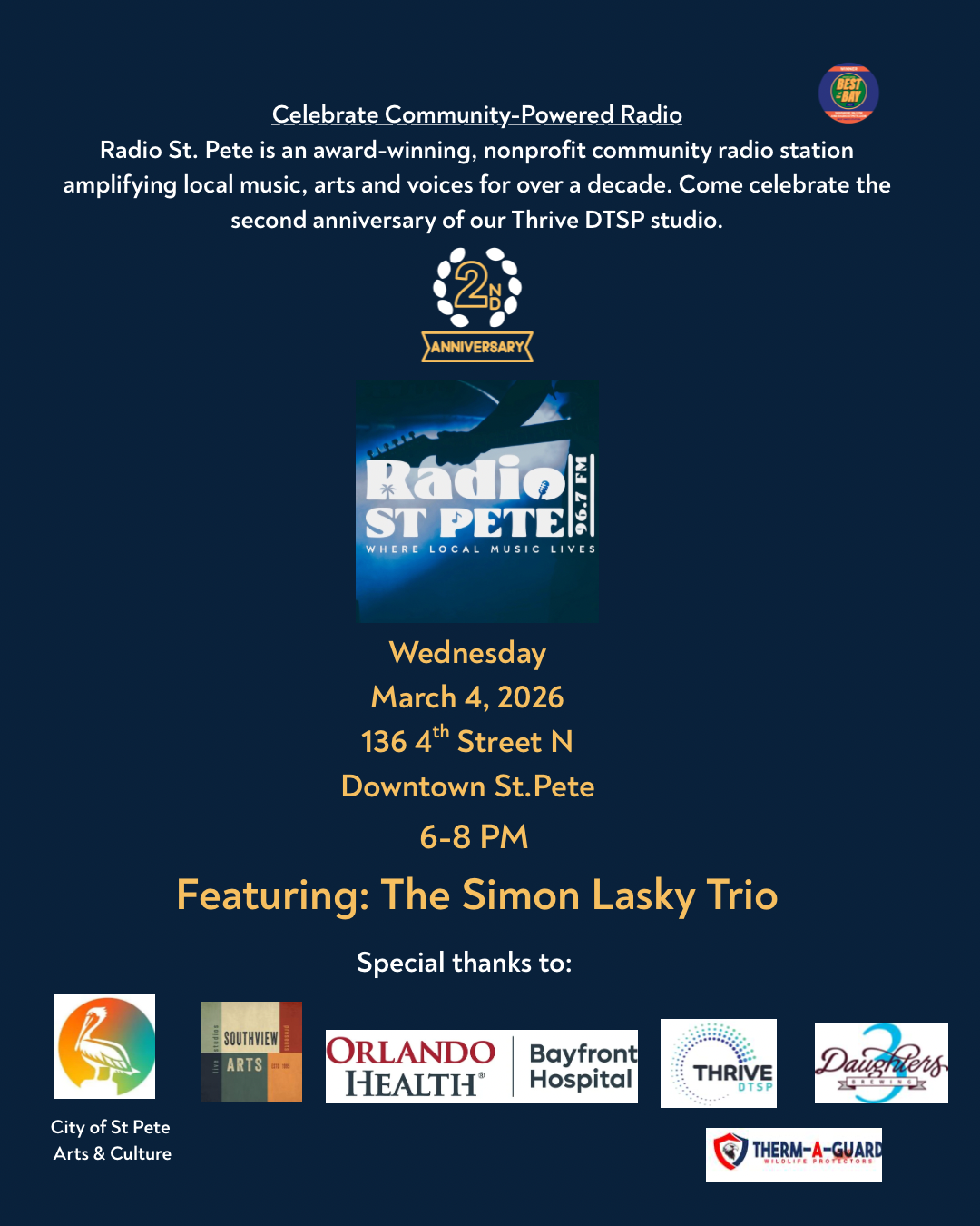 Campaign cover image for Second Anniversary of the Studio Happy Hour