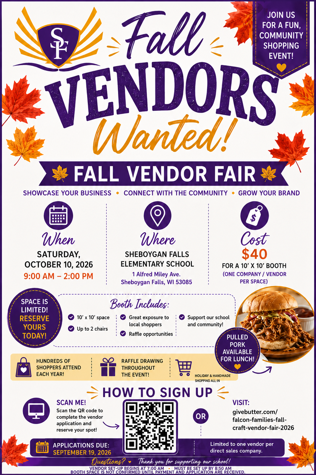Campaign cover image for Falcon Families Fall Craft & Vendor Fair