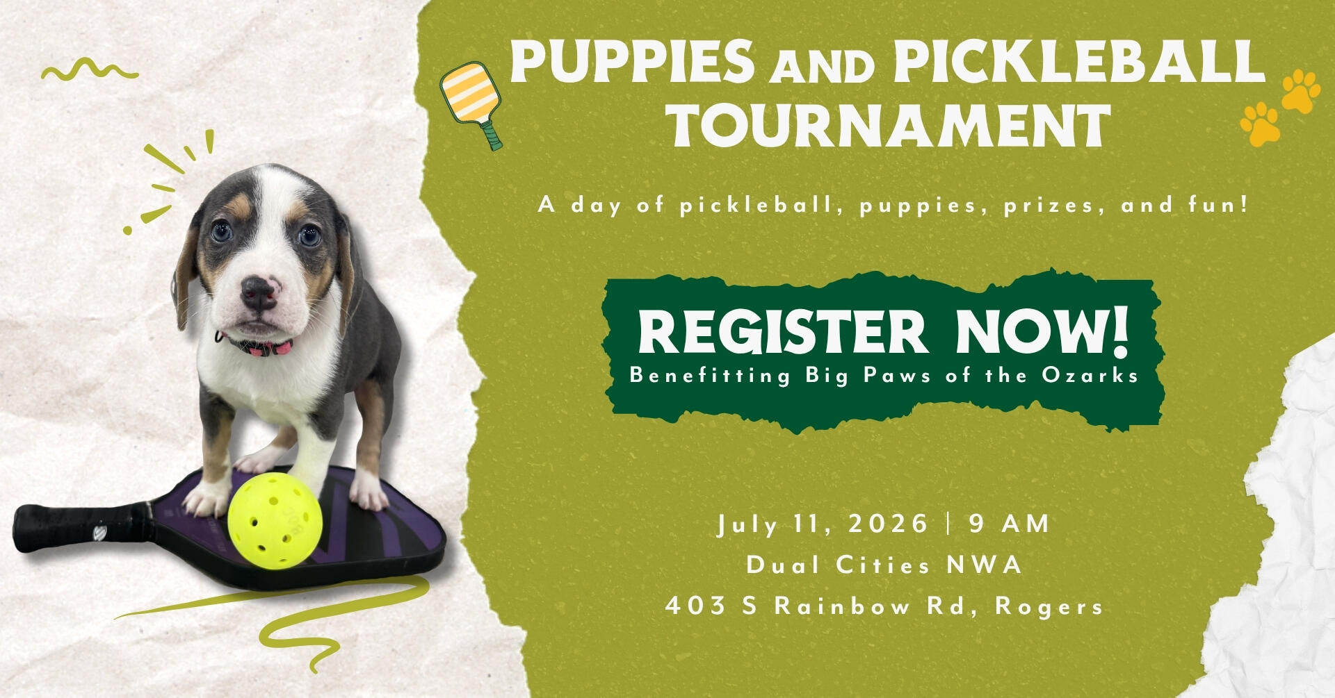 Campaign cover image for Puppies and Pickleball Tournament