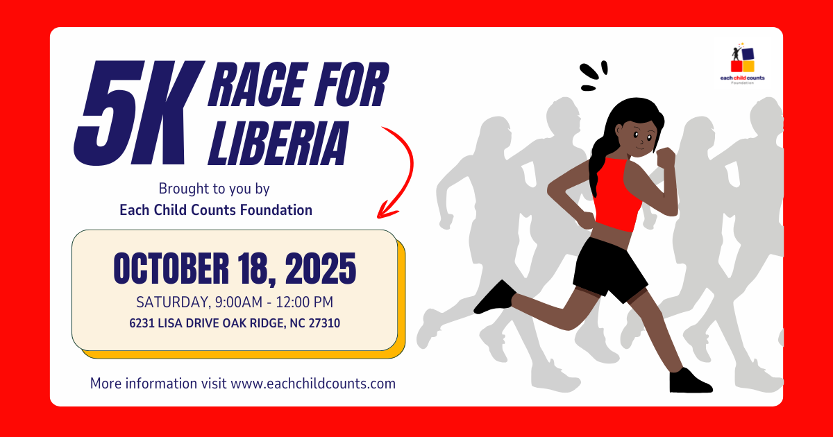 Campaign cover image for Each Child Counts Foundation: Dr. James A. Webster Memorial 5k Race for Liberia 2025