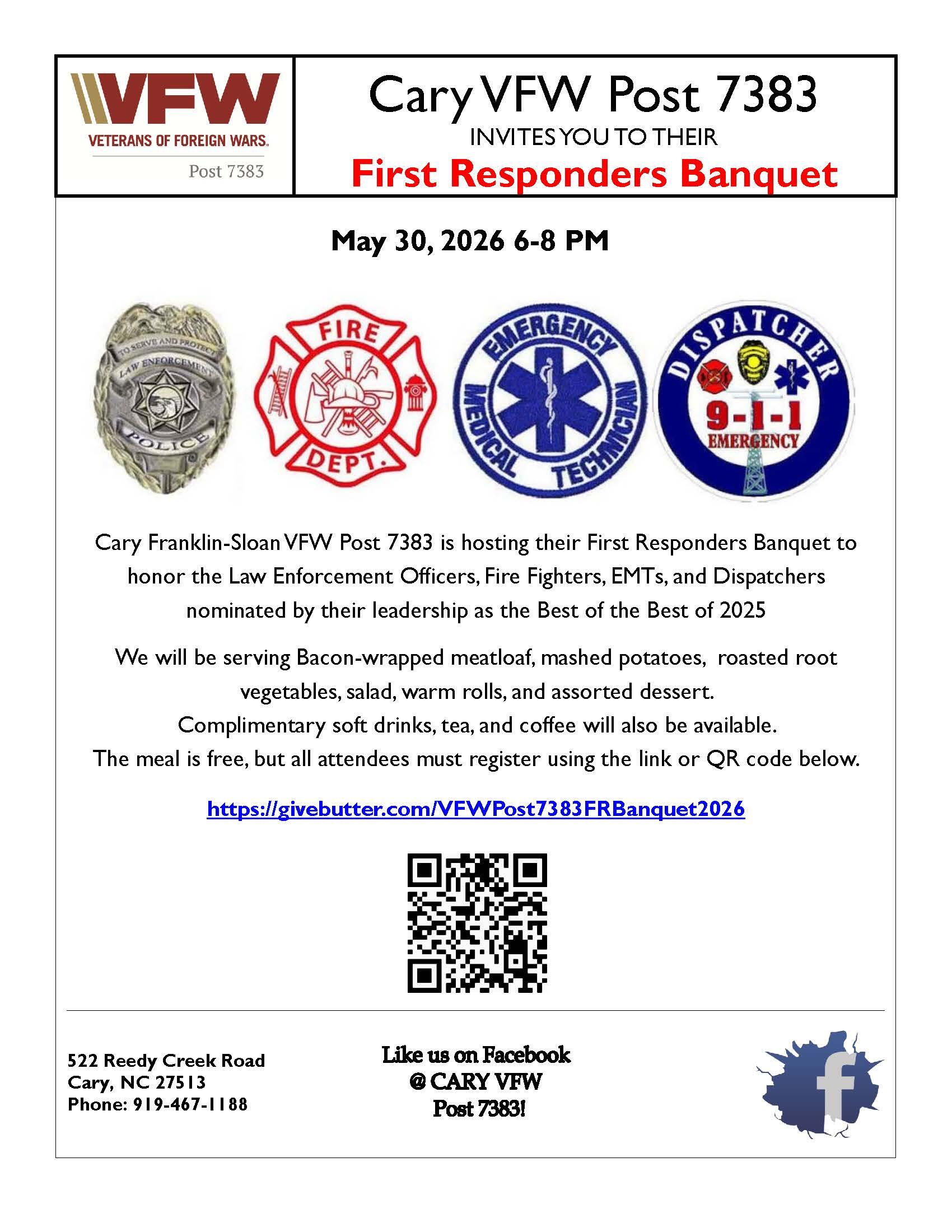 Campaign cover image for VFW Post 7383 First Responders Banquet