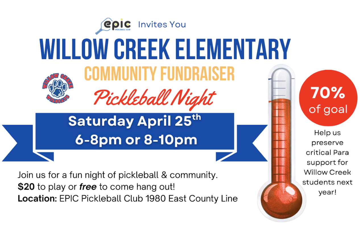 Campaign cover image for Willow Creek Elementary Pickleball Fundraiser