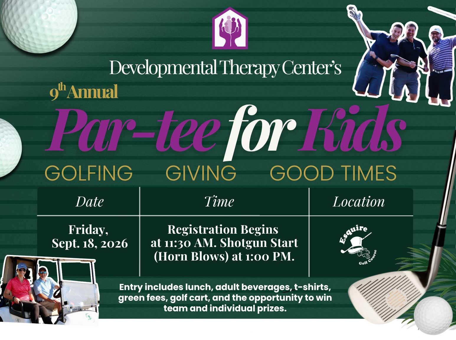 Campaign cover image for Developmental Therapy Center's 9th Annual Par-Tee for Kids Golf Scramble
