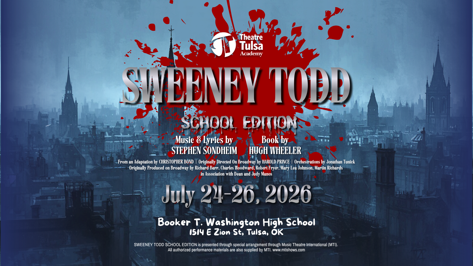 Campaign cover image for Sweeney Todd: School Edition, presented by Theatre Tulsa Academy