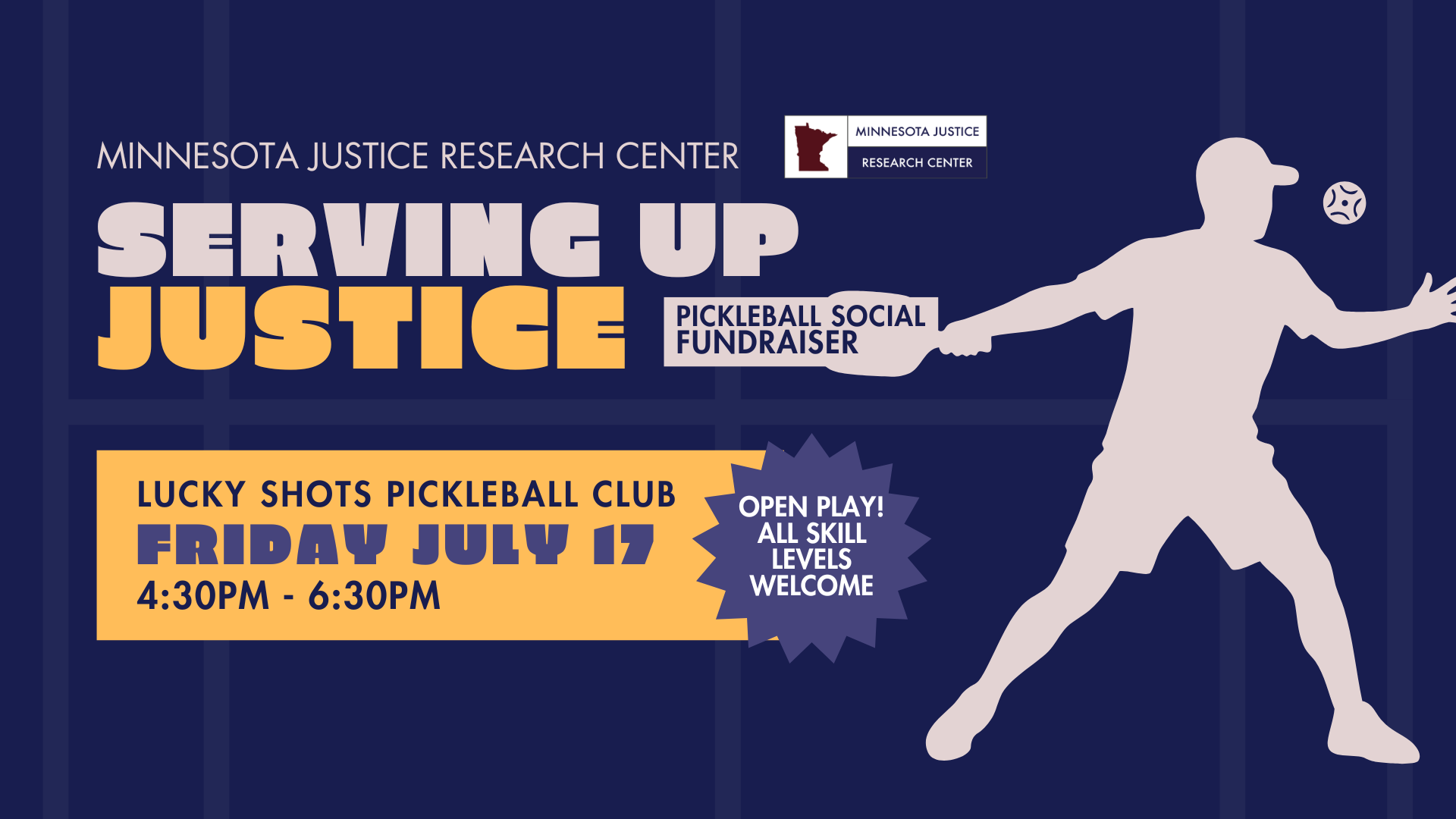 Campaign cover image for Serving Up Justice: MNJRC Pickleball Social Fundraiser