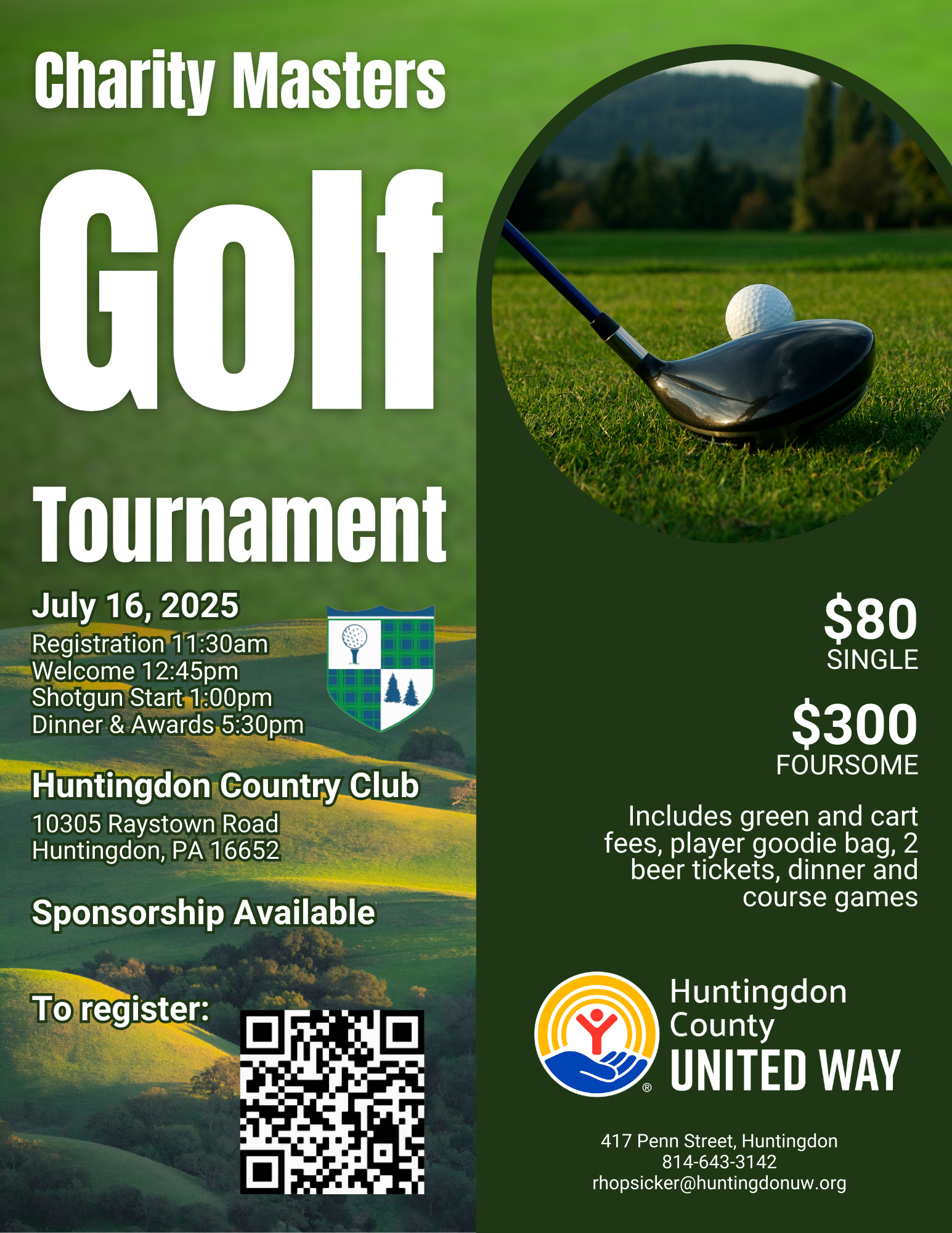 Campaign cover image for 2025 Huntingdon Country United Way Charity Masters