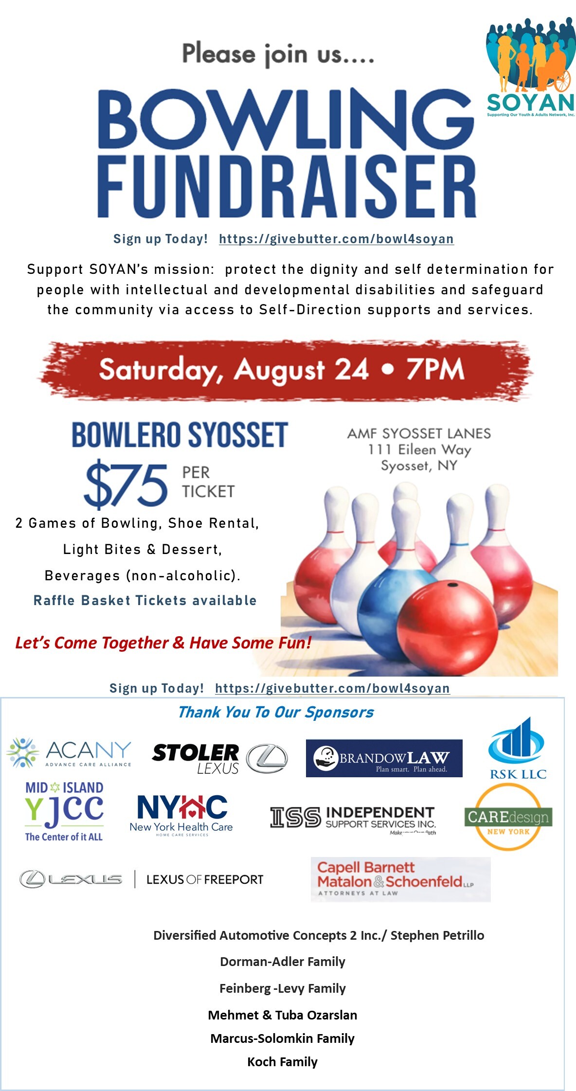 Campaign cover image for SOYAN's Bowling Fundraiser...Join the fun!