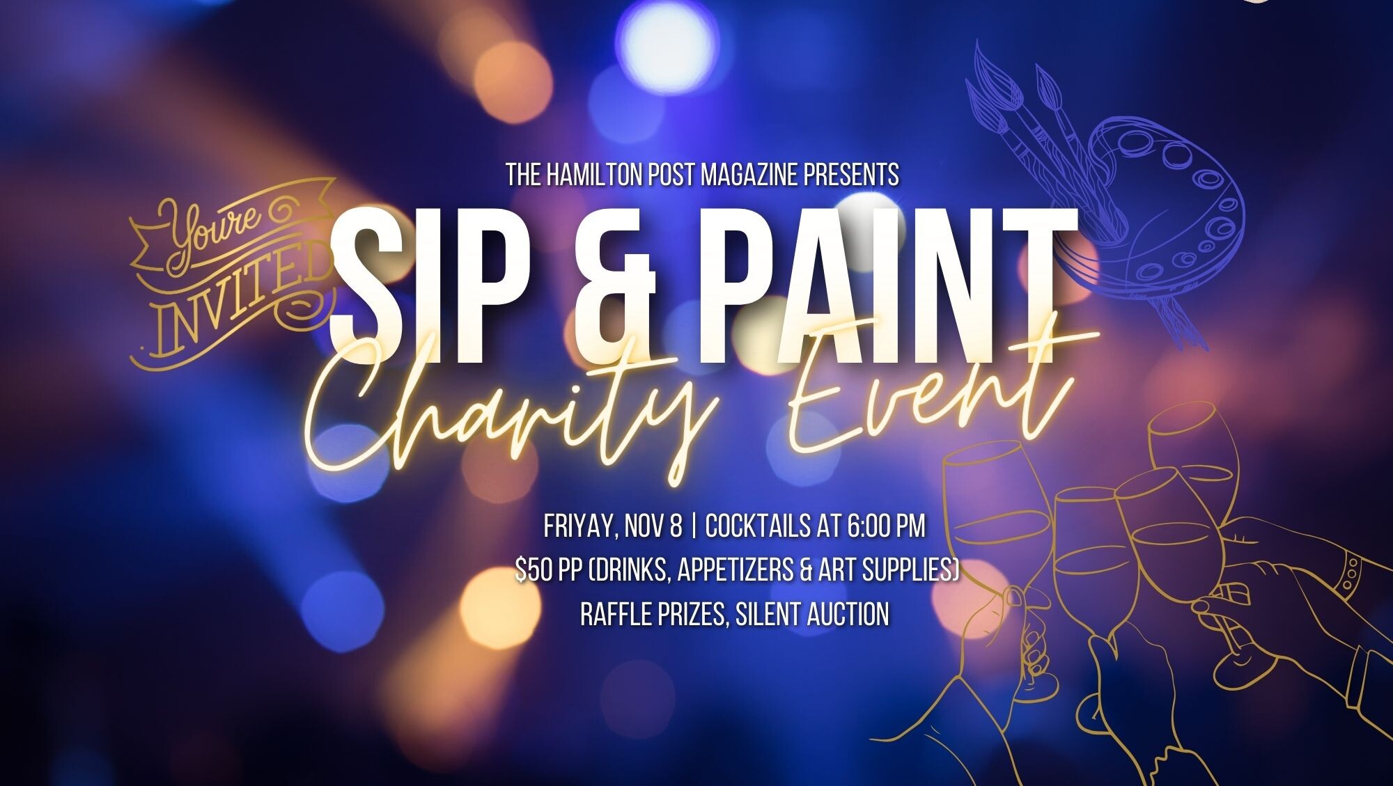 Campaign cover image for Cheers! You're Invited to our Sip & Paint Party