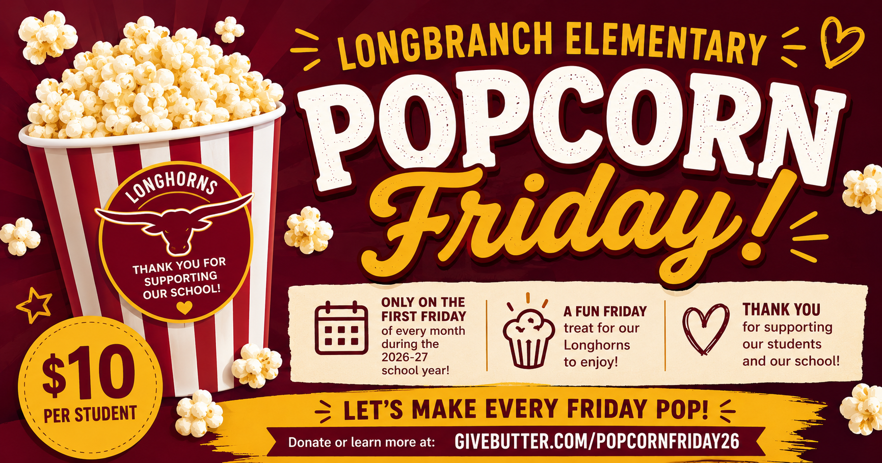 Campaign cover for 2026 Longbranch Elementary Popcorn Friday