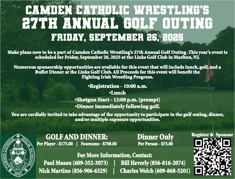 Campaign cover image for Camden Catholic Wrestling's 27th Annual Golf Outing 2025