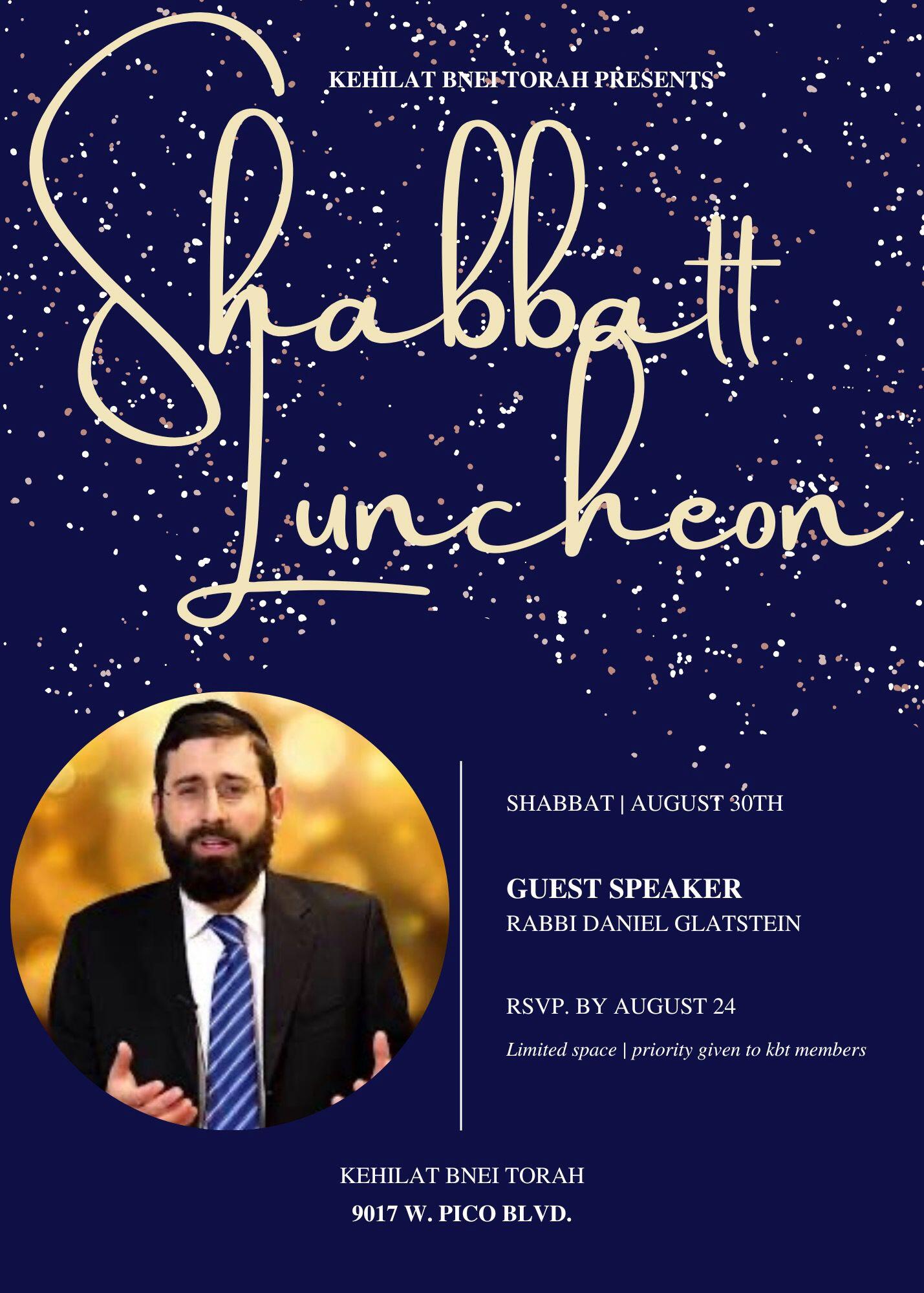 Campaign cover image for KBT Shabbat Luncheon w/ R' Daniel Glatstein