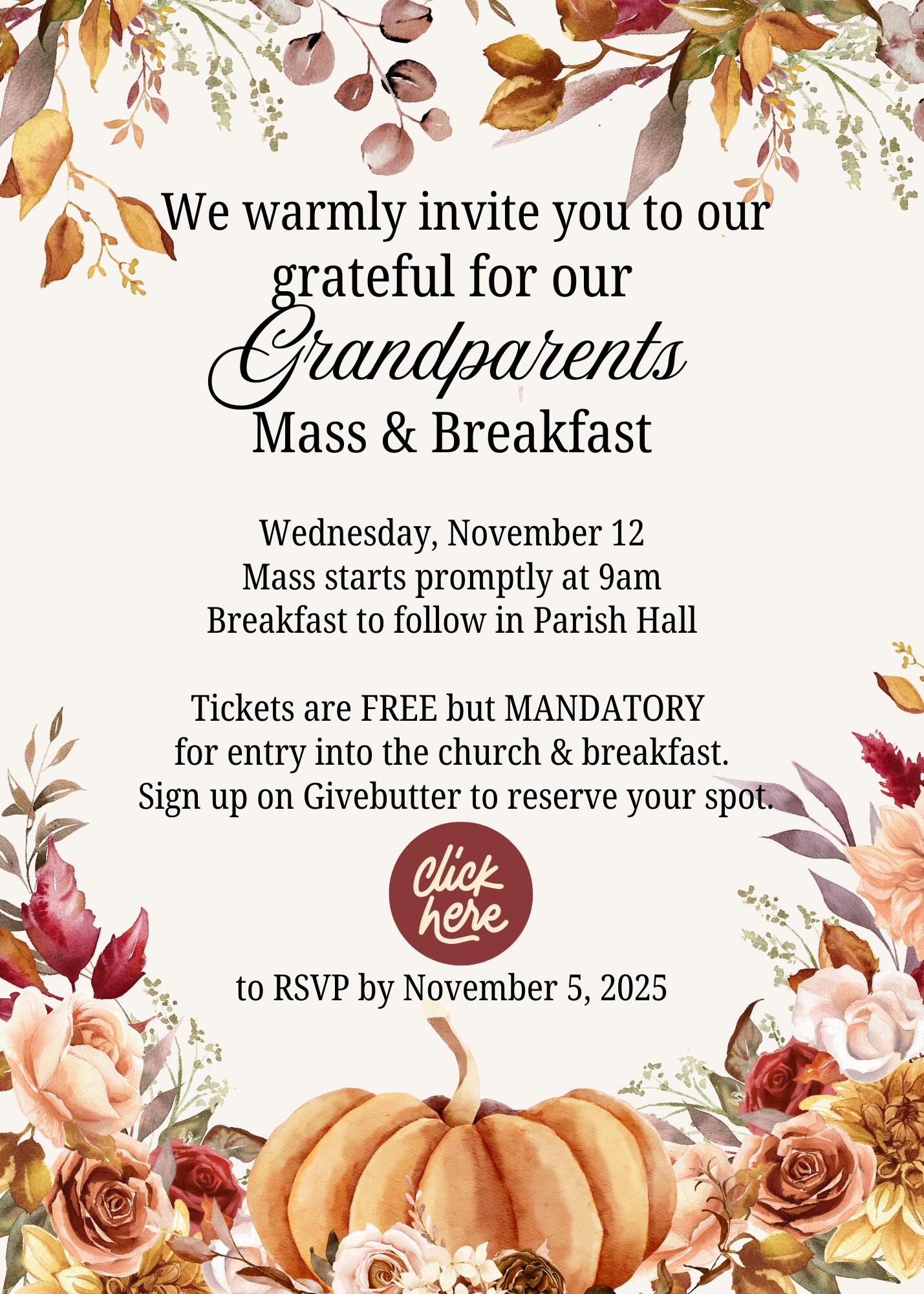 Campaign cover image for Grandparent's Day Mass & Breakfast