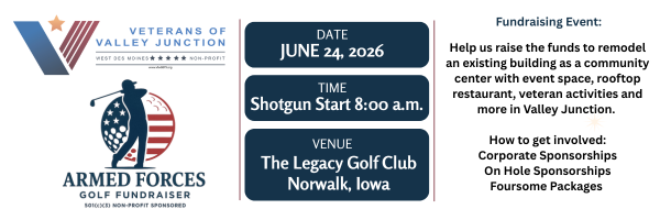 Campaign cover image for Armed Forces Golf Fundraiser by Veterans of Valley Junction Foundation