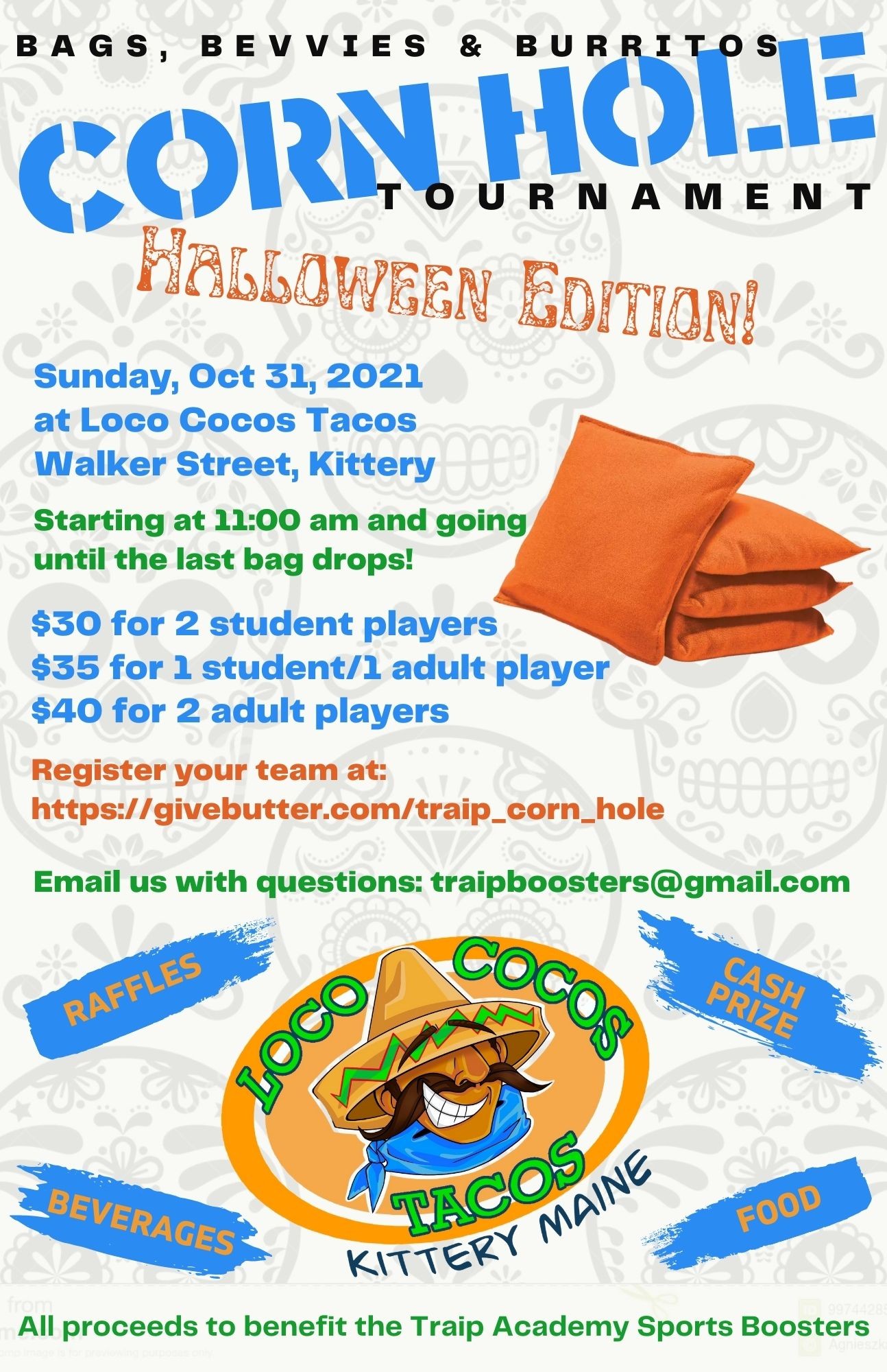 Campaign cover image for 2021 Traip Academy Athletic Booster's Halloween Corn Hole Tournament