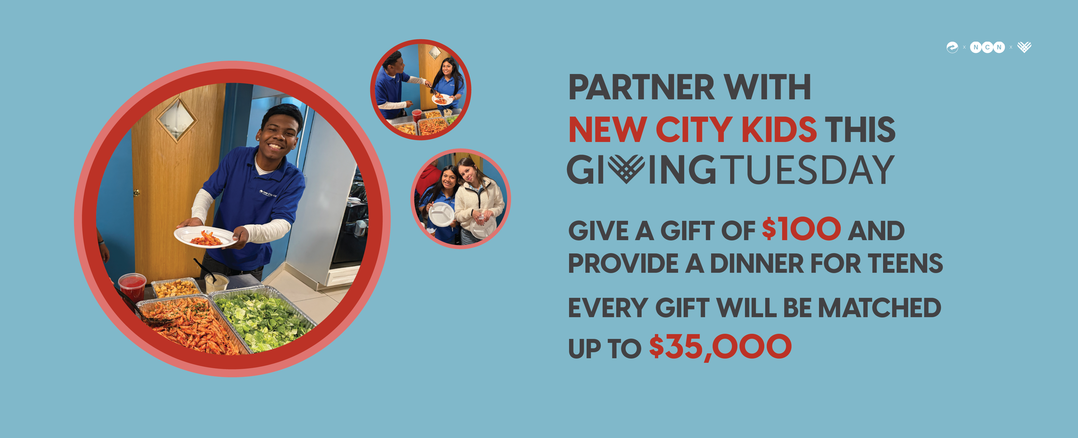Campaign cover image for Partner with New City Kids this #GivingTuesday and provide a dinner for teens!