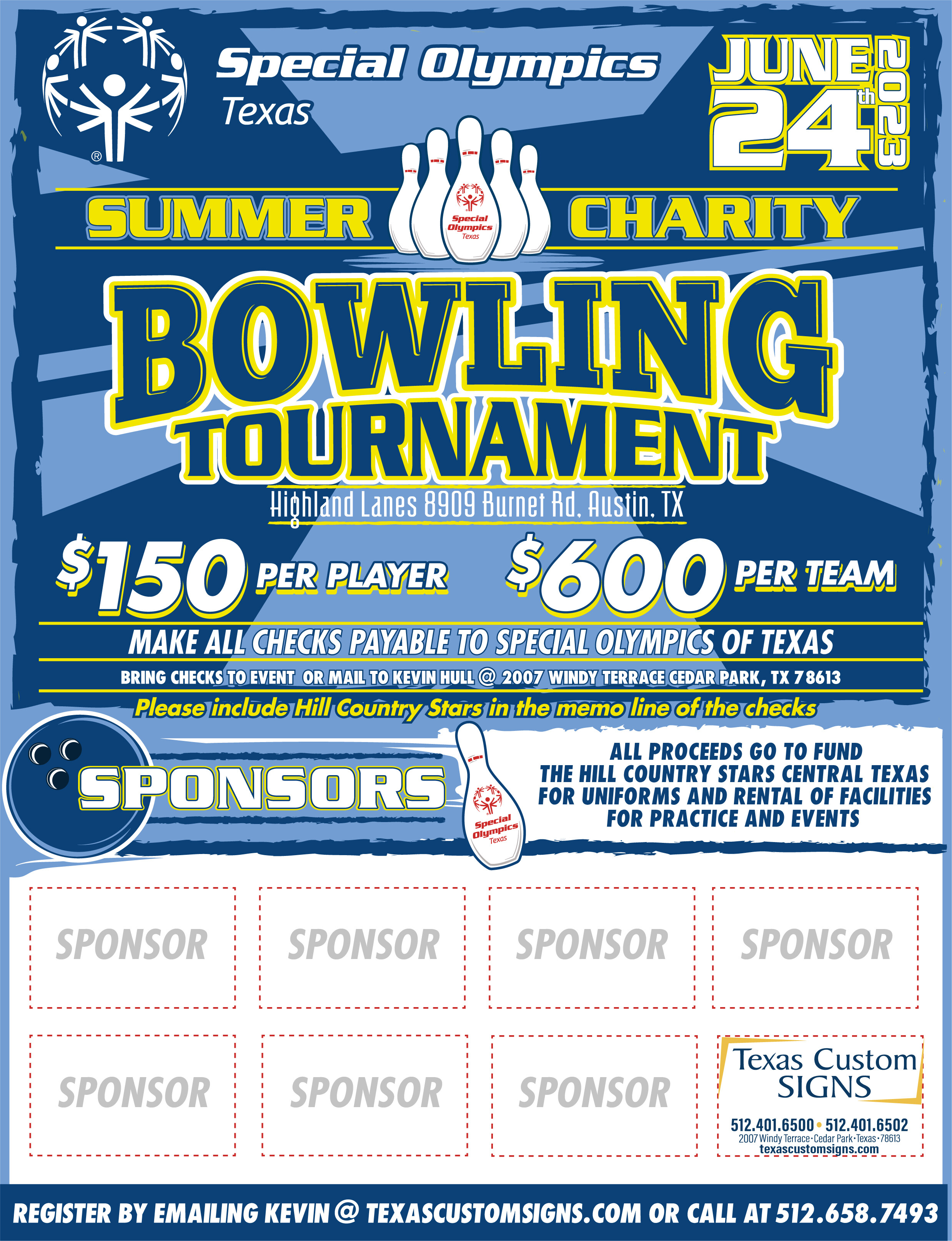 Campaign cover image for Hill Country Stars Summer Charity Bowling Tournament