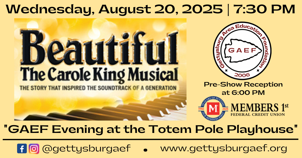 Campaign cover image for 7th Annual GAEF Evening at the Totem Pole Playhouse: "Beautiful: The Carole King Musical" Wednesday, August 20, 2025 at 7:30PM