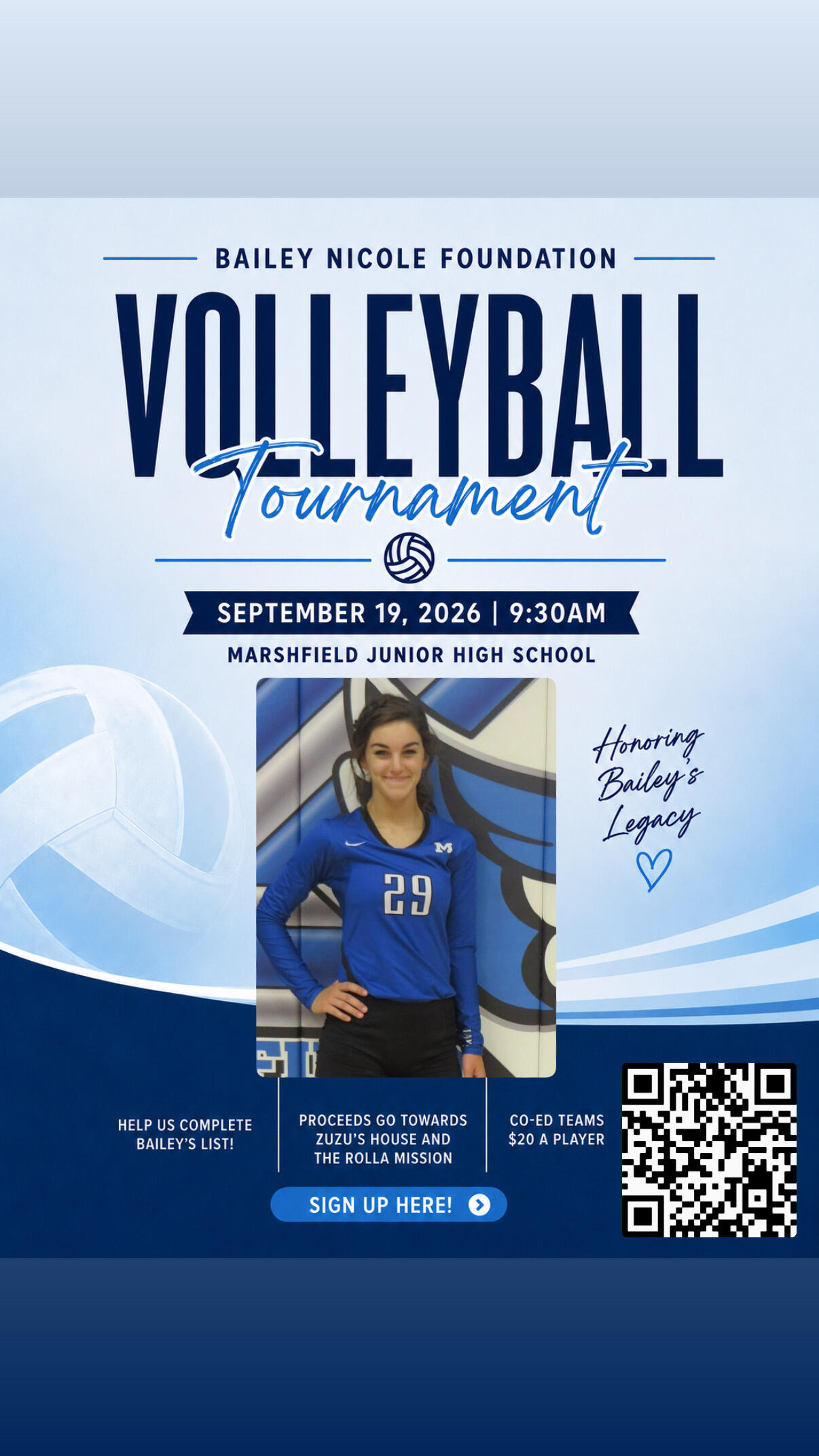 Campaign cover image for Bailey's List Volleyball Tournament