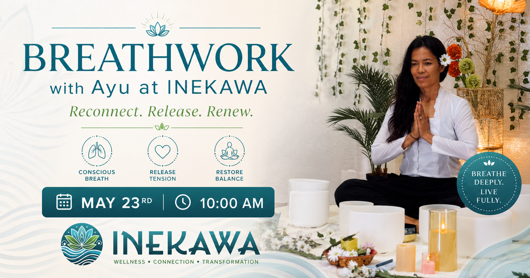 Campaign cover image for Breathwork at Inekawa | May 23rd