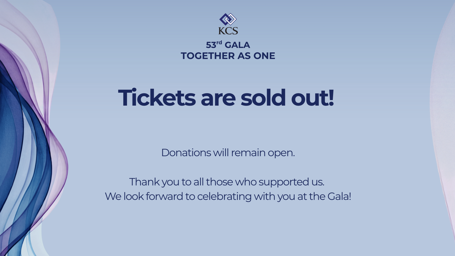 Campaign cover image for KCS 53rd Annual Gala : Together As One