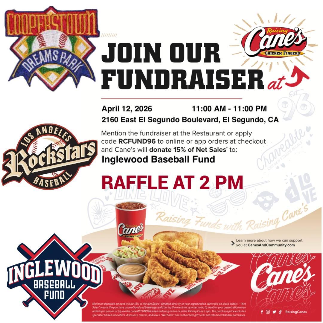 Raising Cane's Fundraiser & Raffle | Inglewood Baseball Fund