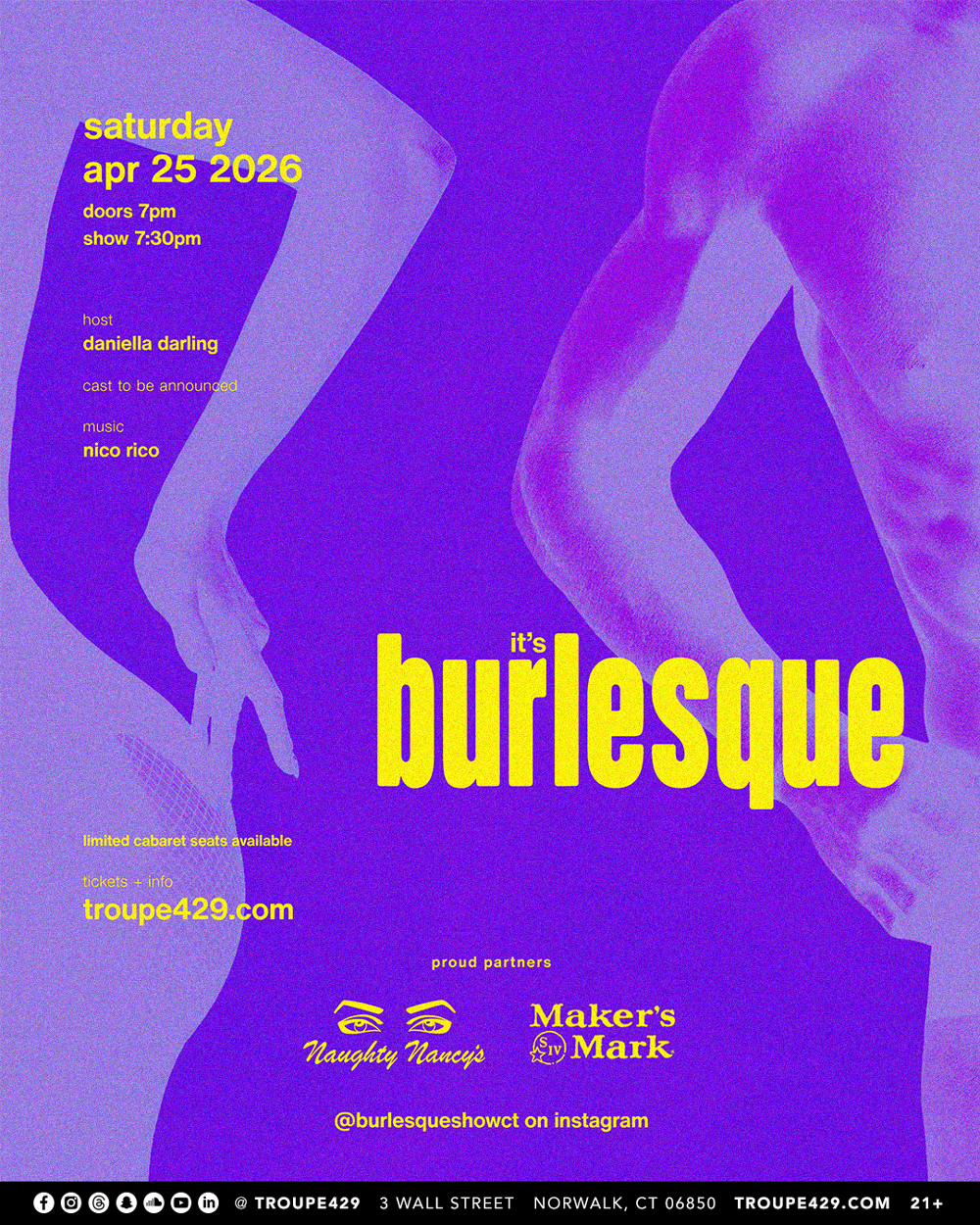 Campaign cover image for It's Burlesque APRIL show! at Troupe429 (SAT APRIL 25, 2026 // 7:30PM)