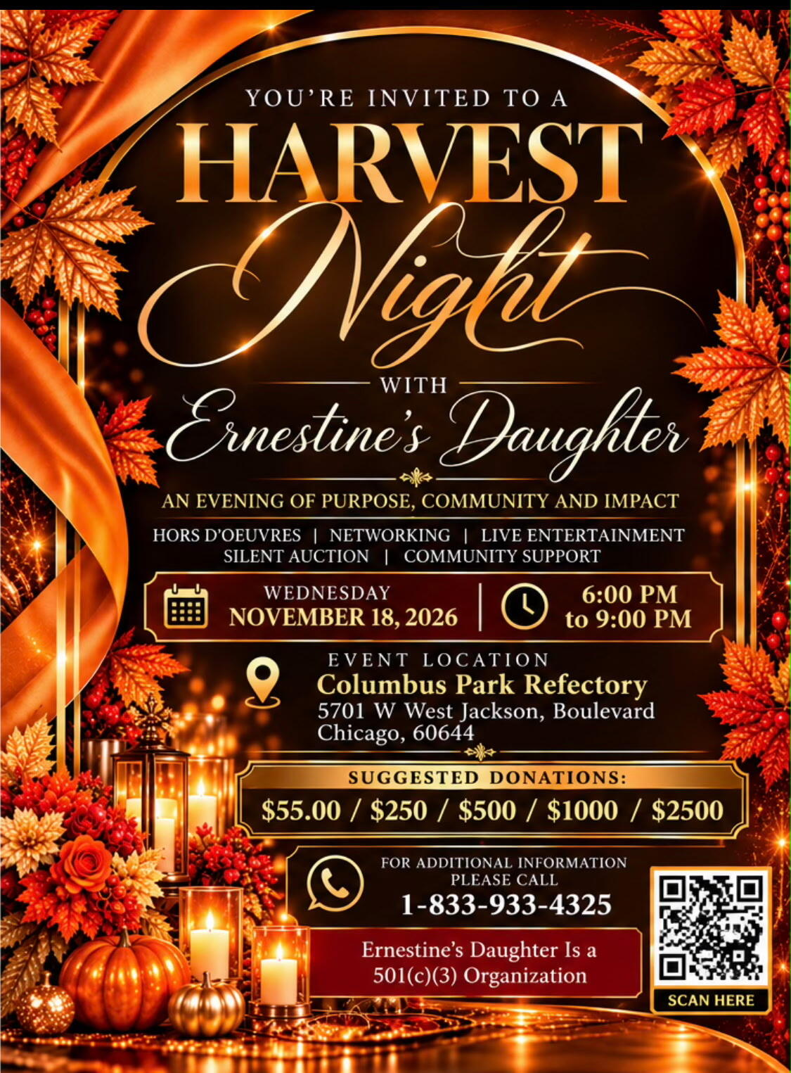 Campaign cover image for 2026 Harvest Night Benefitting Ernestine's Daughter